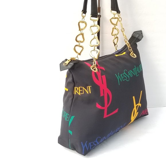 Gorgeous Vintage YSL Yves Saint Laurent Monogram canvas shoulder Tote handbag - Picture 8 of 16